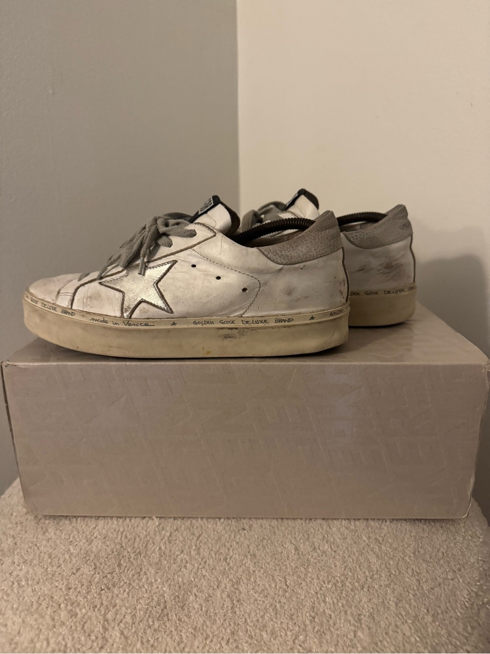 Golden Goose White and Gray Superstar Sneakers - Picture 3 of 5